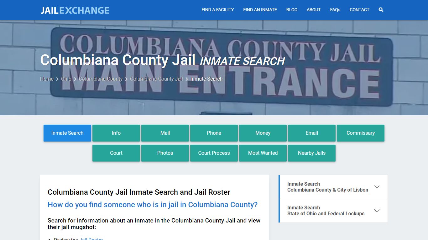 Columbiana County Jail Inmate Search - Jail Exchange